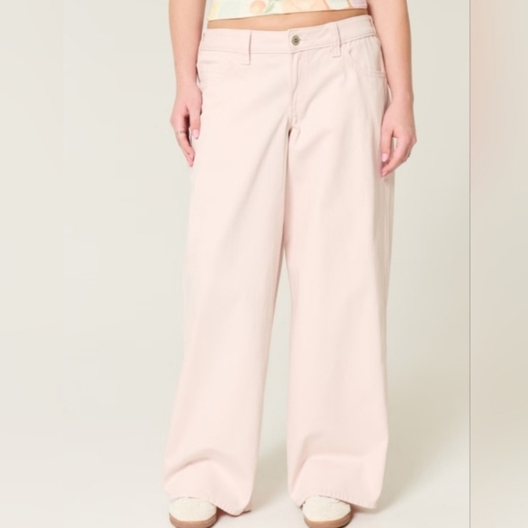 NWT Hollister Light Pink Low Rise Super Baggy Wide Leg Jeans size 6R / 28 Waist - Picture 11 of 12